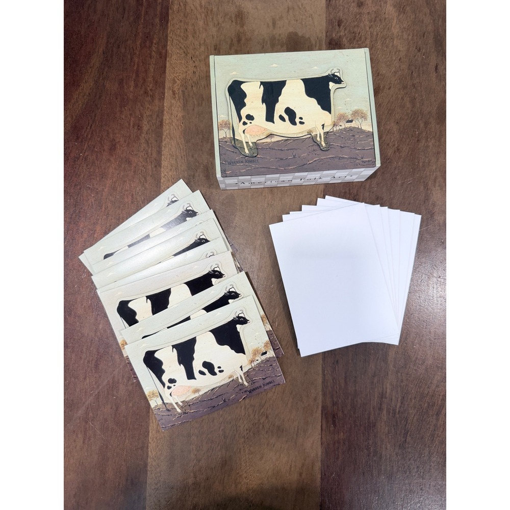 Warren Kimble American Folk Art Cow Note Cards & Box Set C.R. Gibson 8 Cards 6en